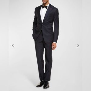 Isaia Napoli Sanita 100% Wool Peak Lapel One Button Tuxedo Navy 50R 36/30 $4595